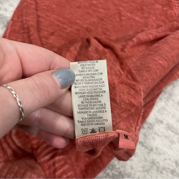 Cloth & Stone by Anthropologie Red Tie Linen Short Sleeve Shirt - Picture 9 of 11